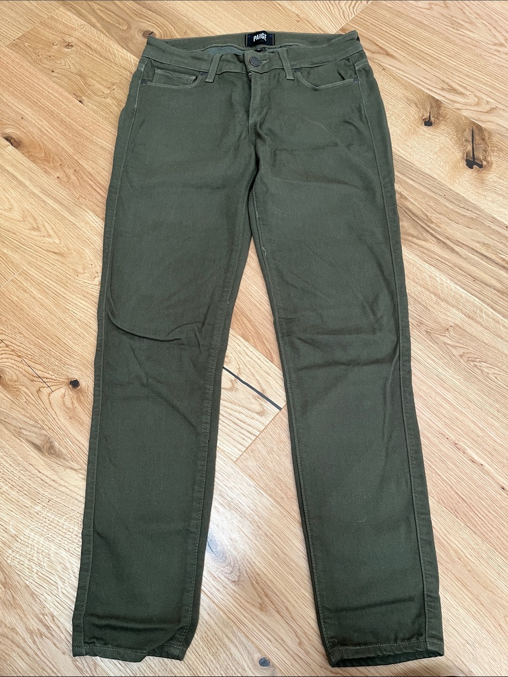 PAIGE Dark Olive Verdugo Ankle Skinny Leg Jeans